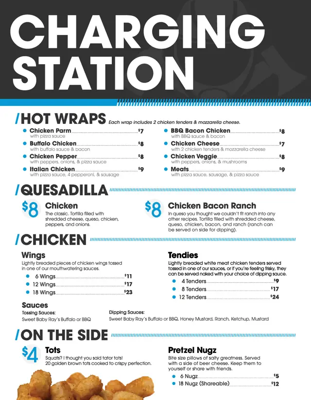 OVRDRIVE food menu, December 2023